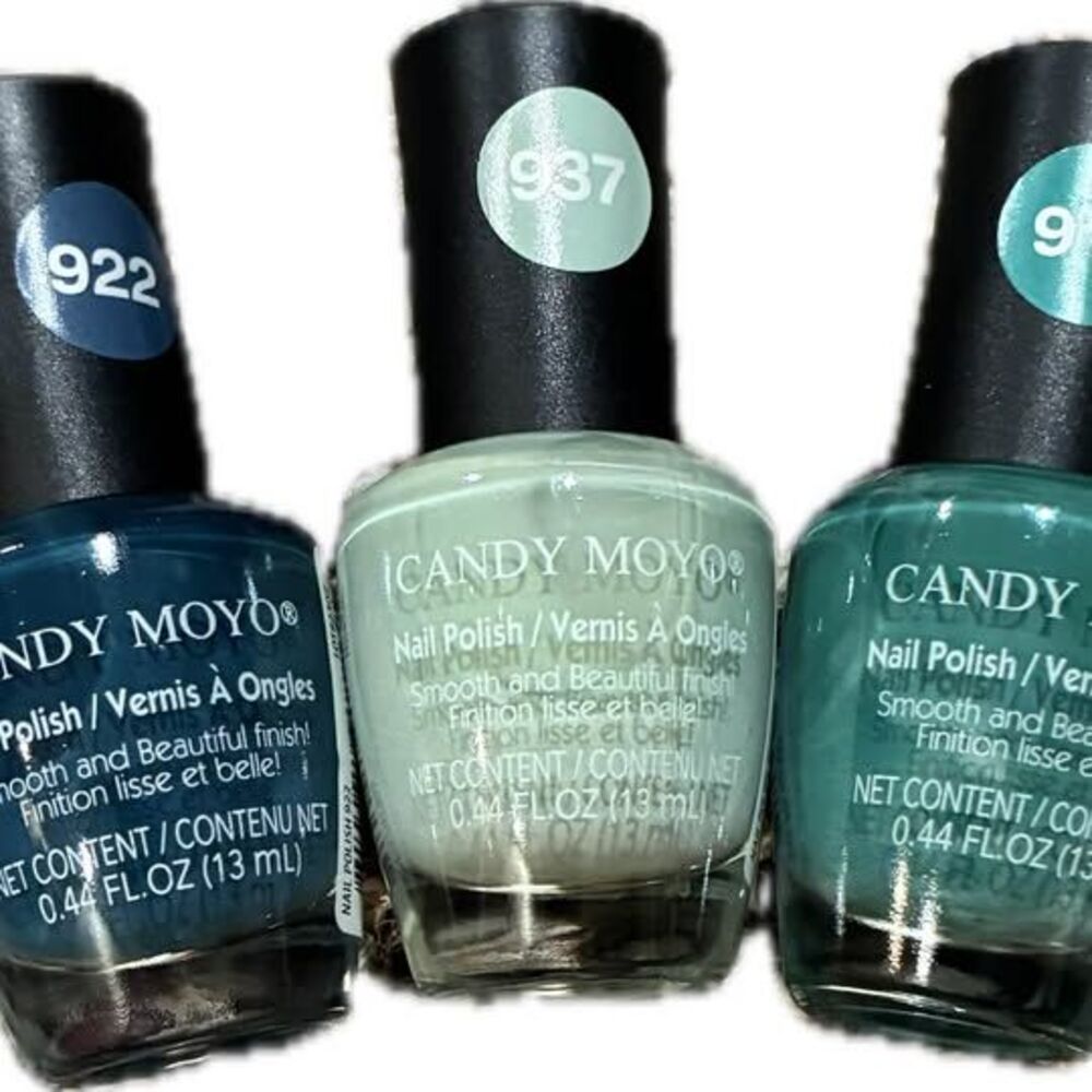 CANDY MOYO Nail Polish 3-Pack Green and Blue Shades 922 937 913 - NEW